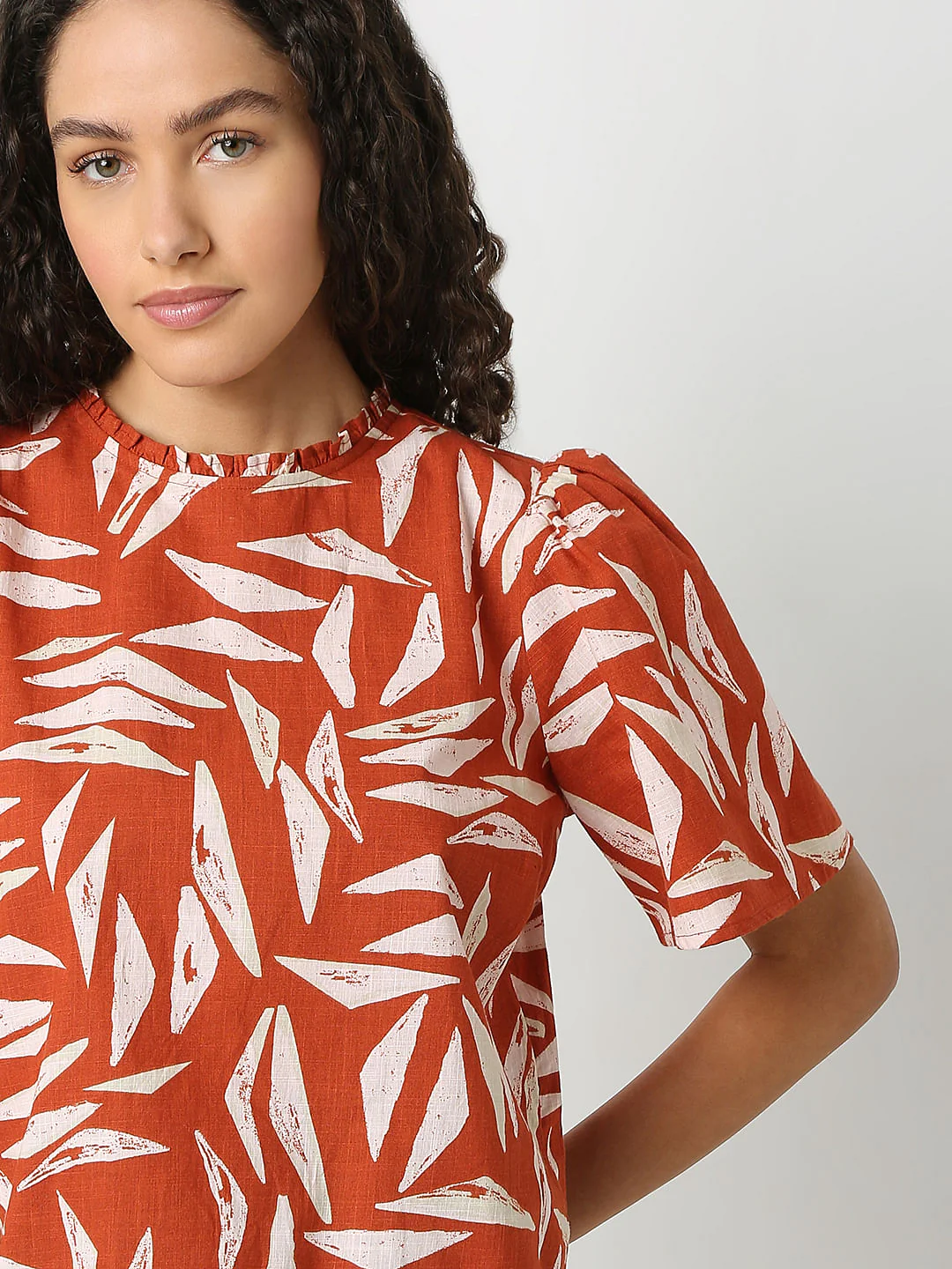 Brown Printed Cotton Top - Image 6