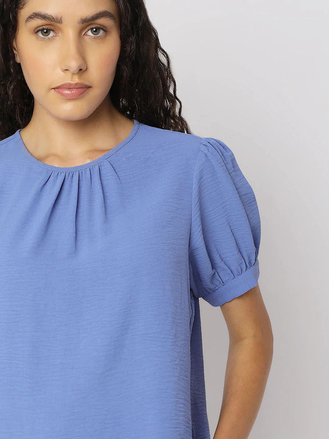 Blue Puff Sleeves Top - Image 6