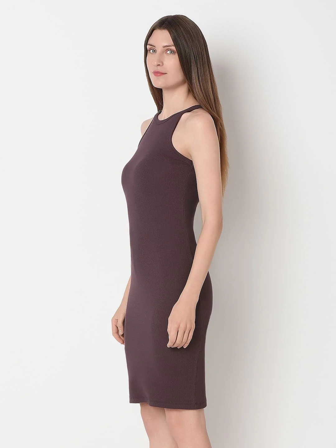 Brown Halter-Neck Bodycon Dress - Image 3
