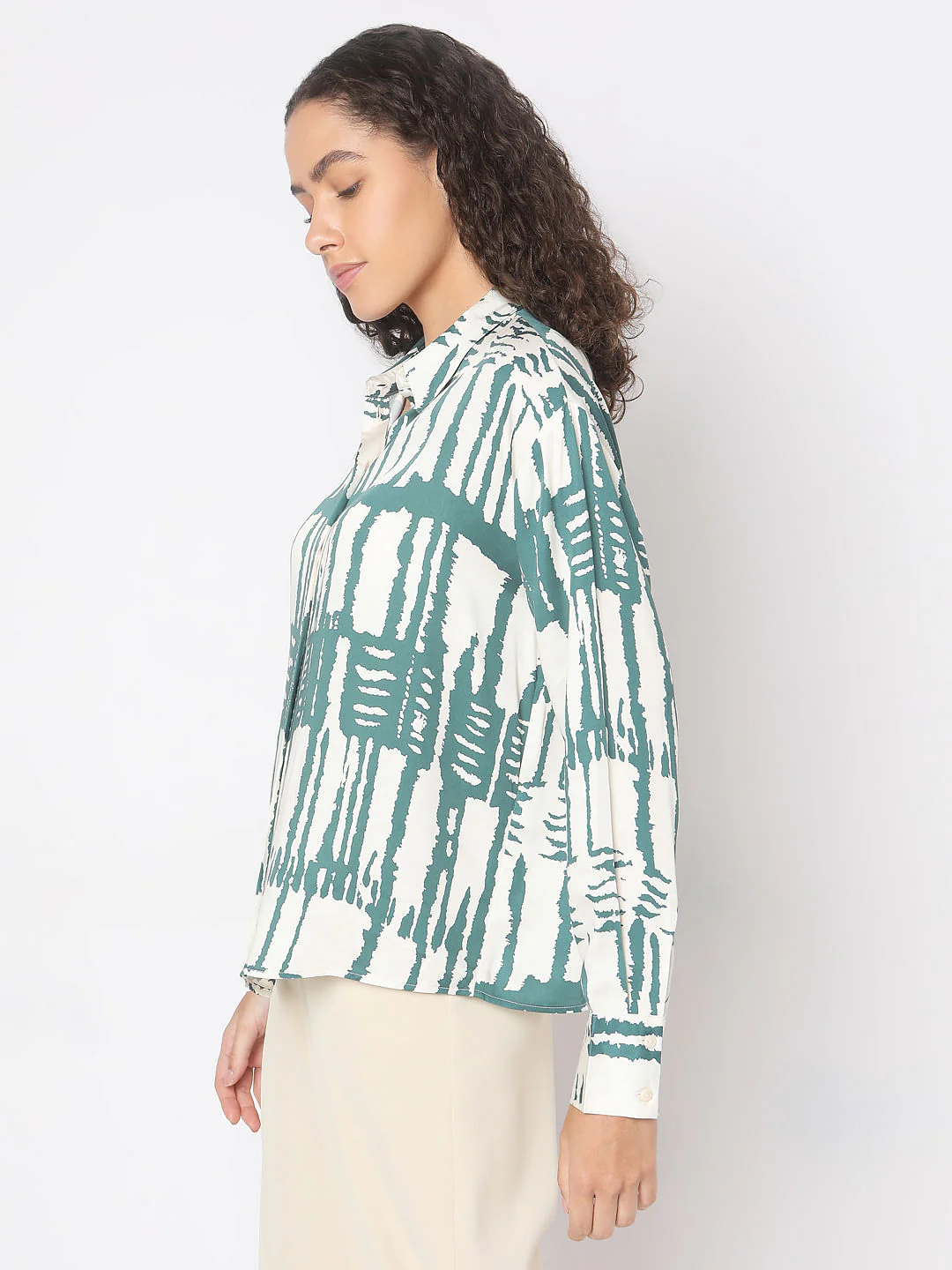 Sage Green Abstract Print Shirt - Image 3