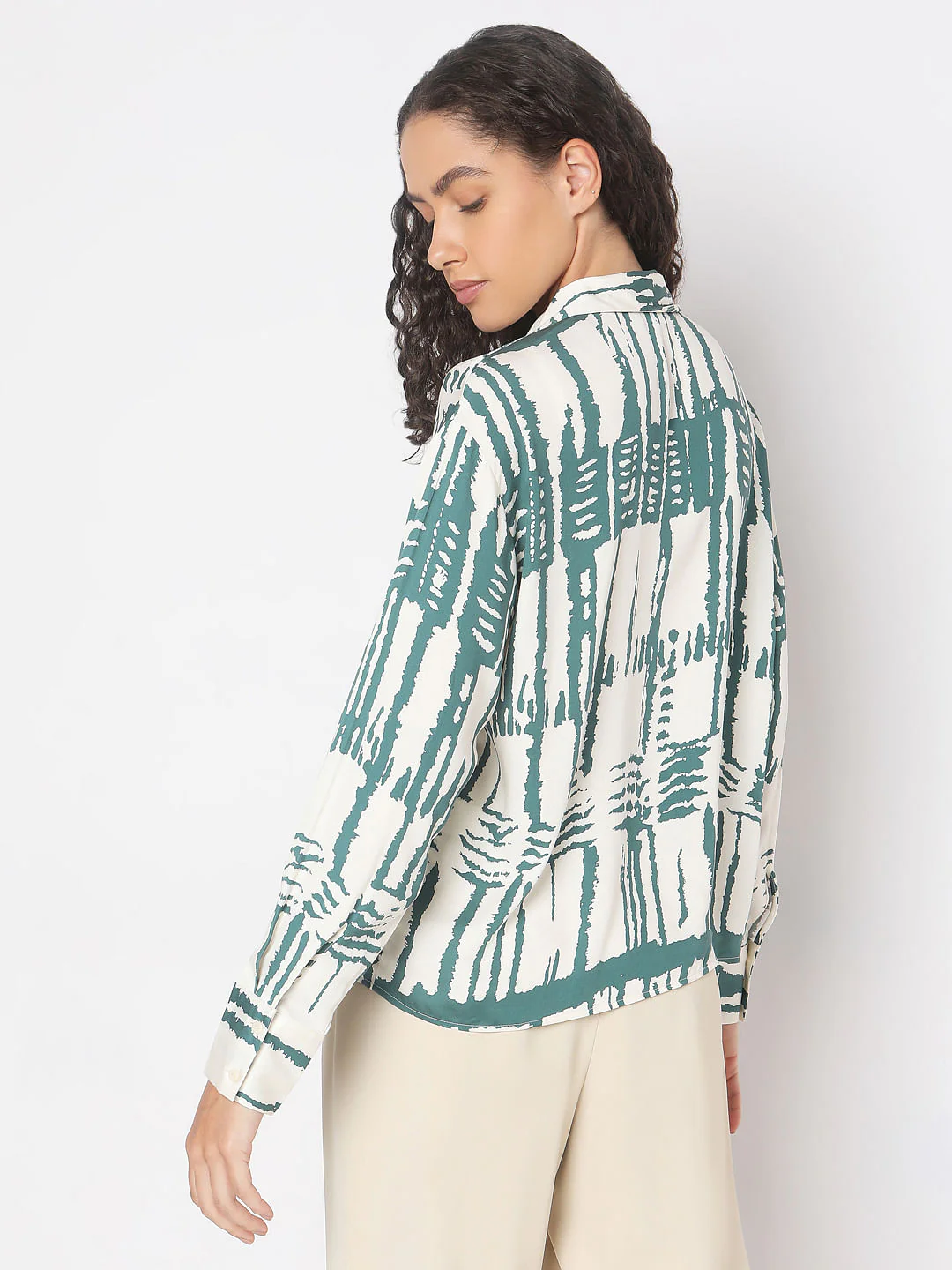 Sage Green Abstract Print Shirt - Image 4