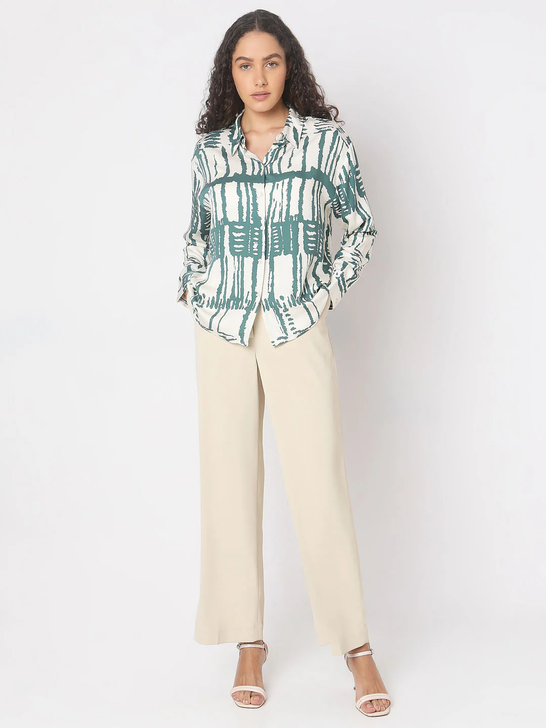Sage Green Abstract Print Shirt - Image 5