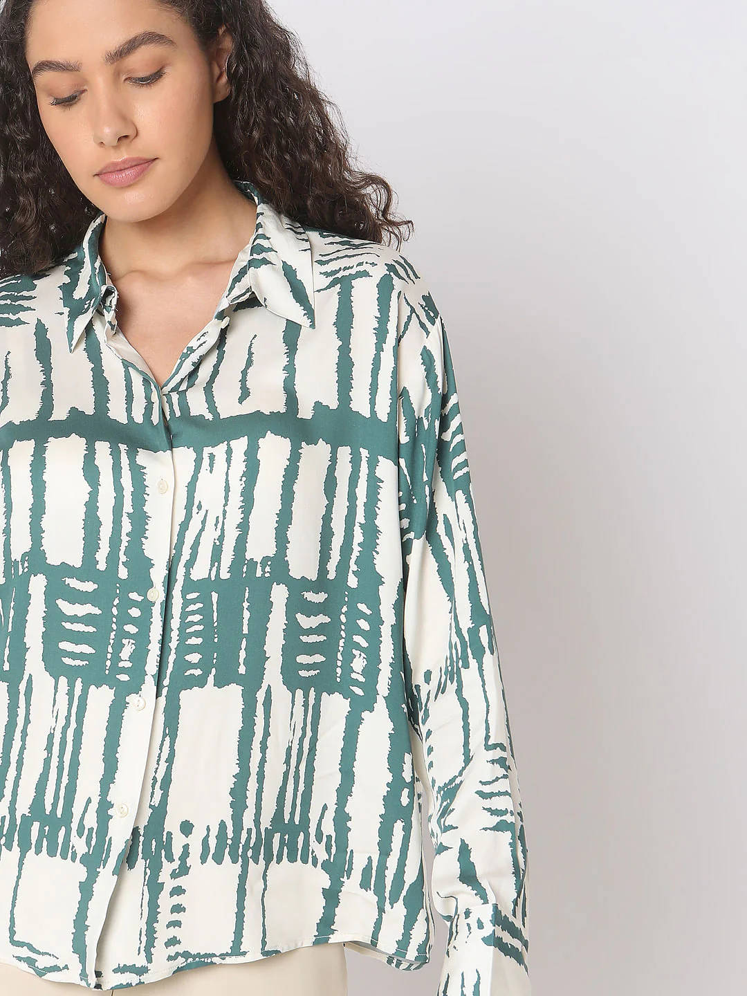 Sage Green Abstract Print Shirt - Image 6