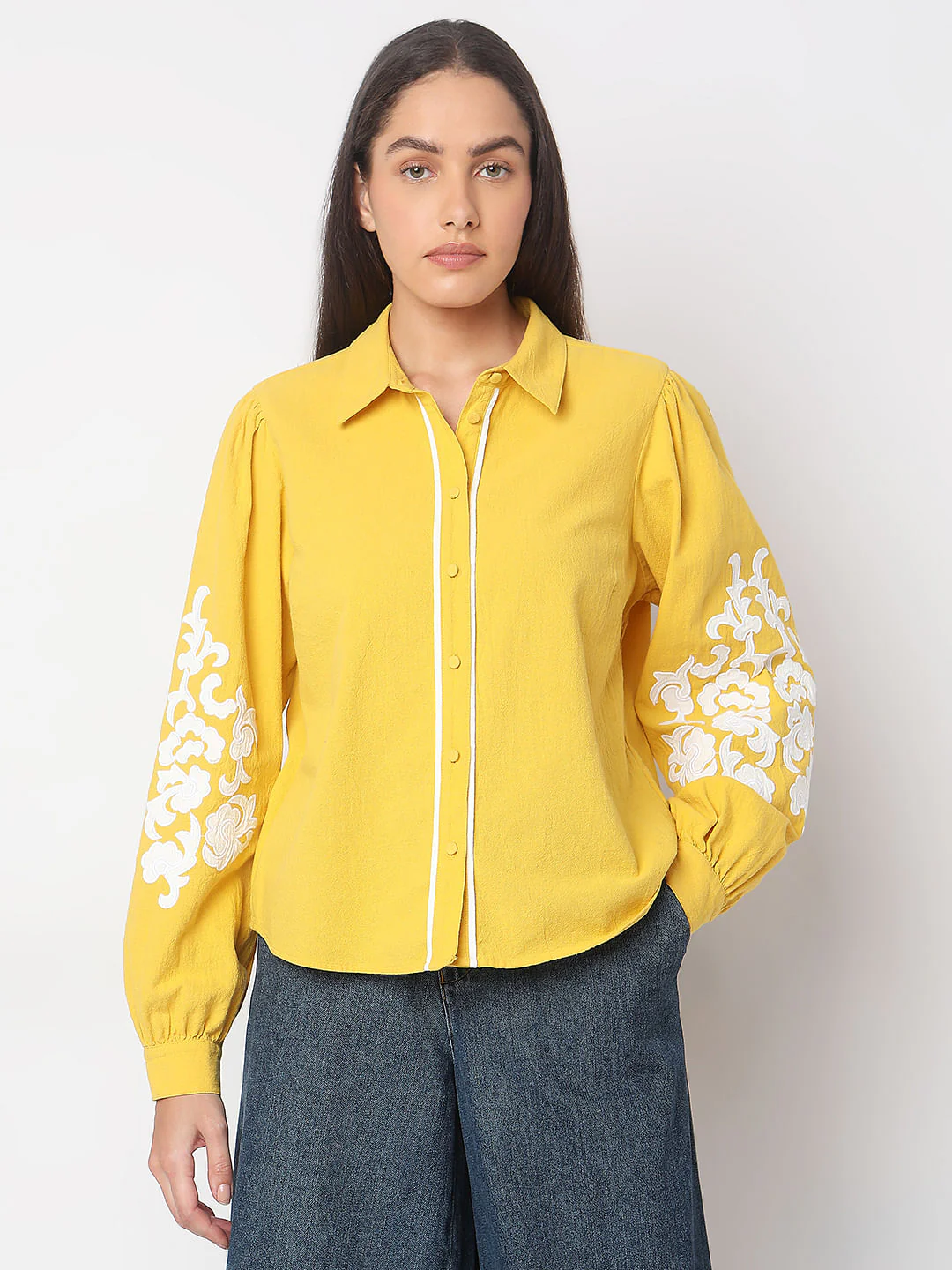 Yellow Applique Work Shirt - Image 2