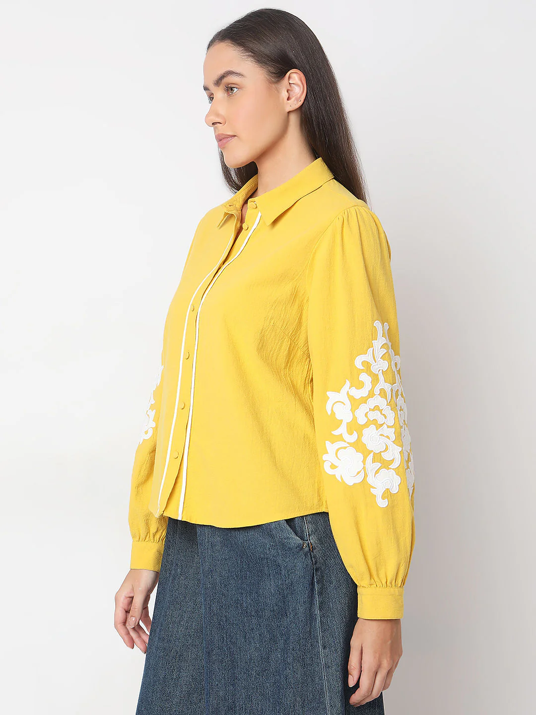 Yellow Applique Work Shirt - Image 3