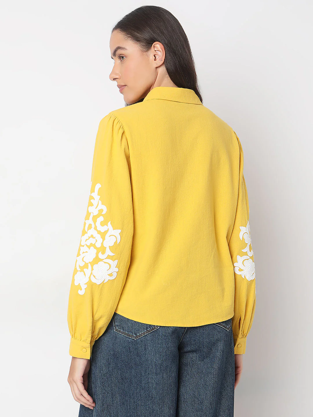 Yellow Applique Work Shirt - Image 4