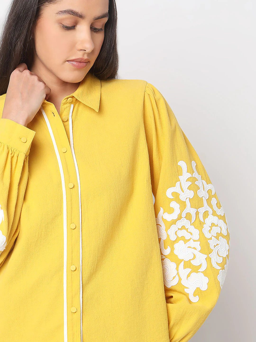 Yellow Applique Work Shirt - Image 6
