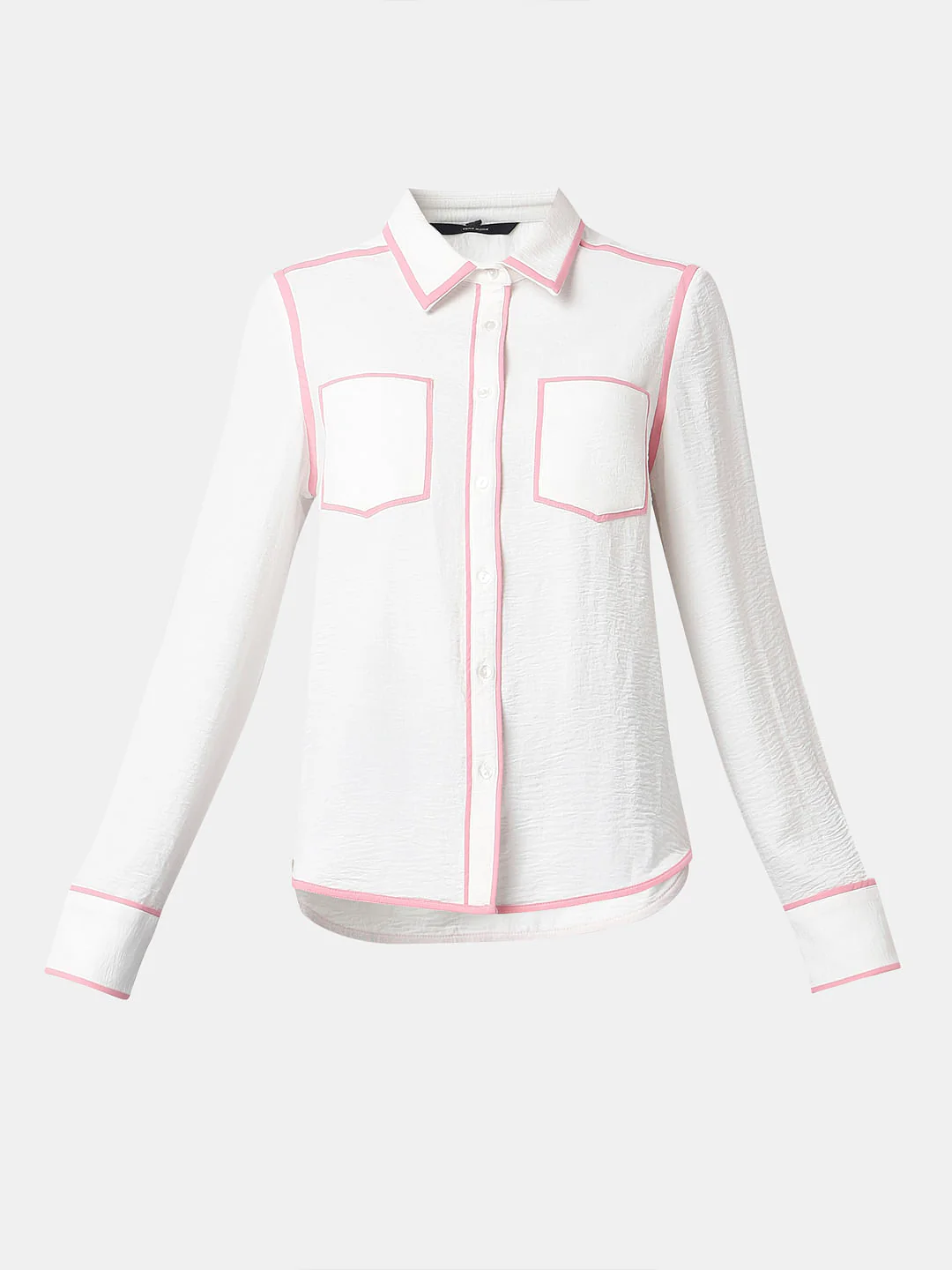 White Contrast Trim Shirt - Image 7