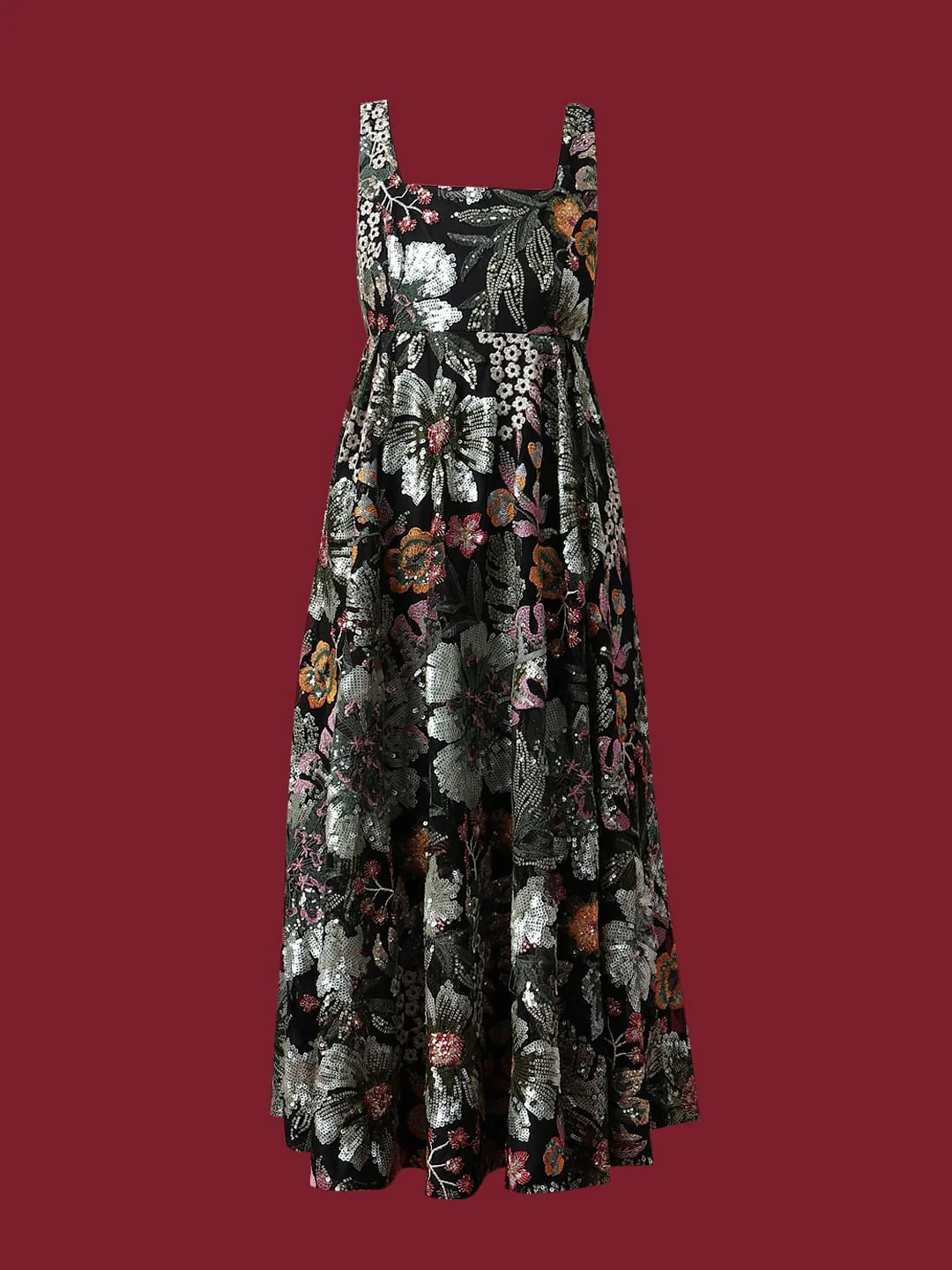 Marquee Black Embroidered Sequined Midi Dress - Image 7