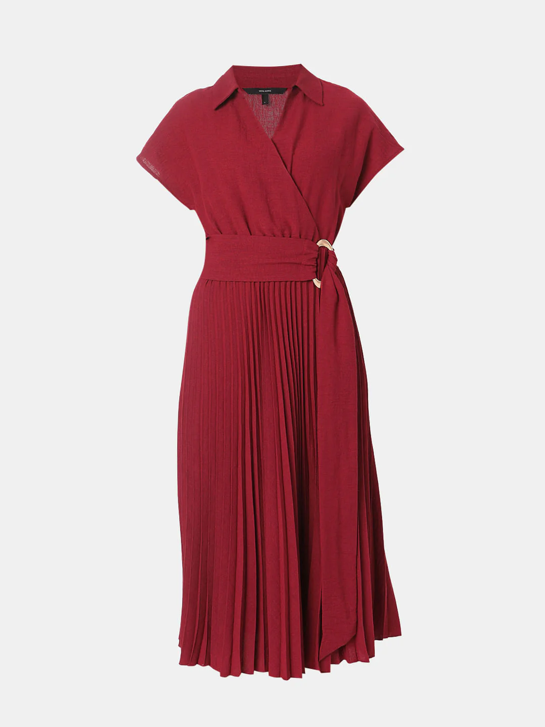 Red Pleated Midi Dress - Image 7