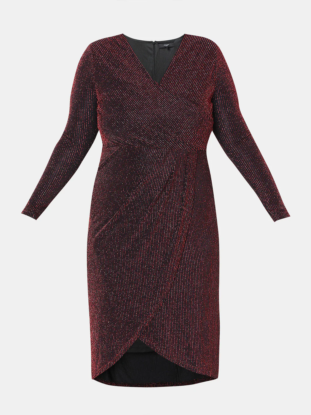 Curve Maroon Shimmer Wrap Dress - Image 7