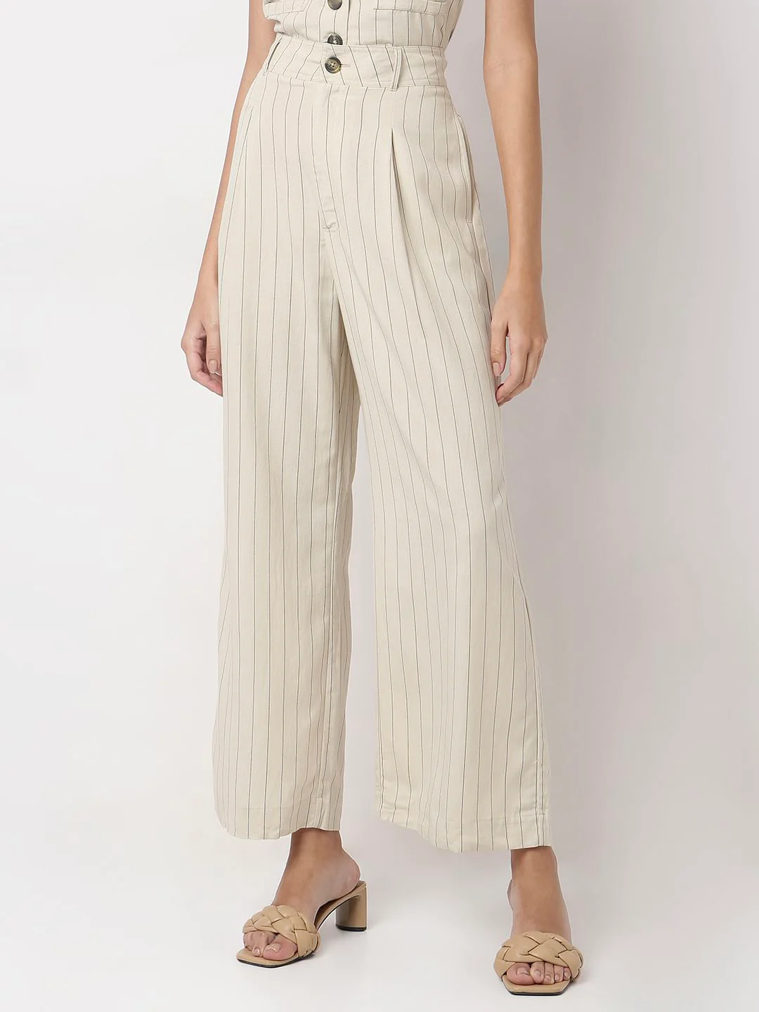 Off-White Pinstripe Co-Ord Set Pants - Image 2