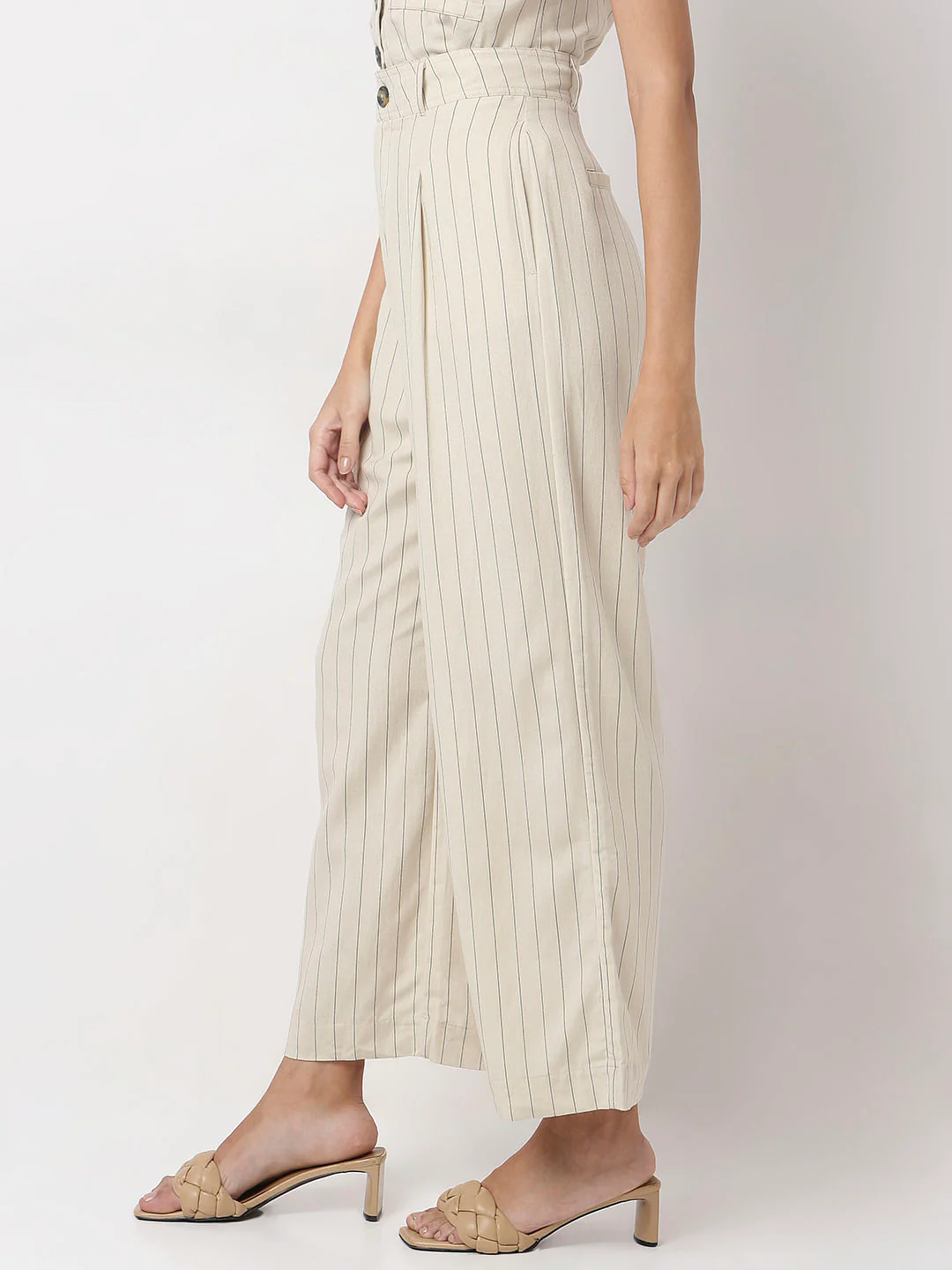 Off-White Pinstripe Co-Ord Set Pants - Image 3