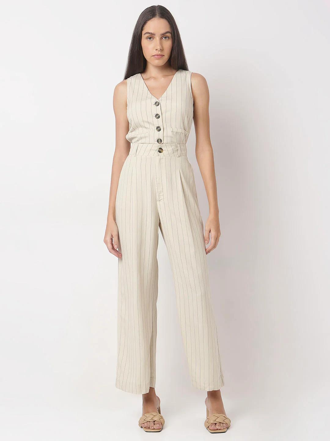 Off-White Pinstripe Co-Ord Set Pants - Image 5