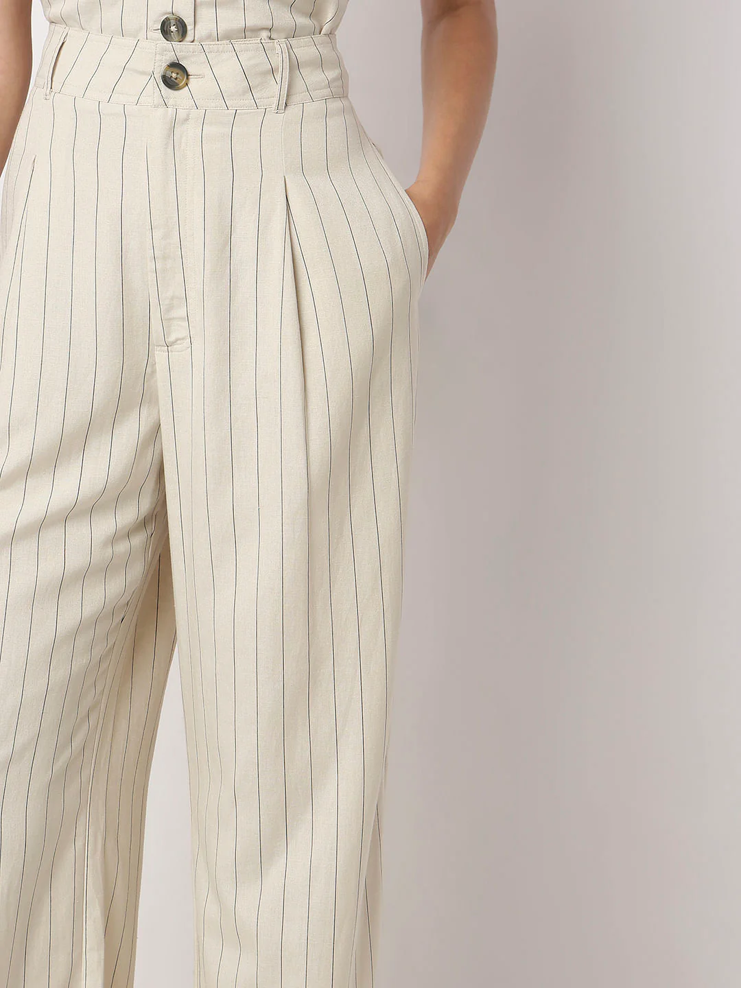 Off-White Pinstripe Co-Ord Set Pants - Image 6