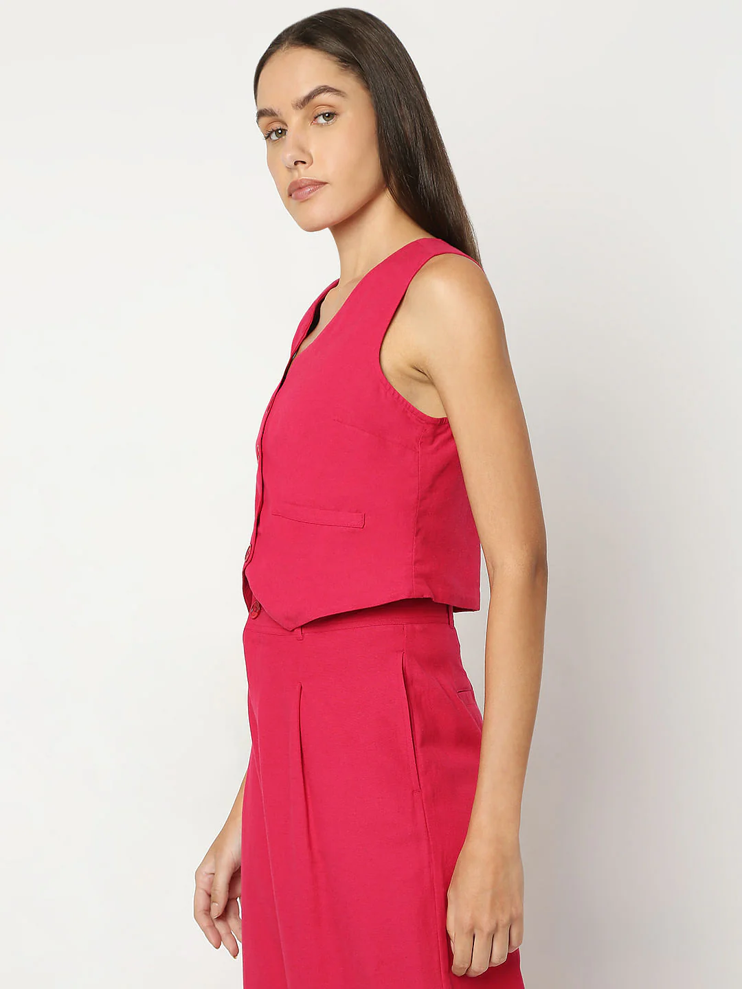 Pink Linen Waistcoat - Image 3