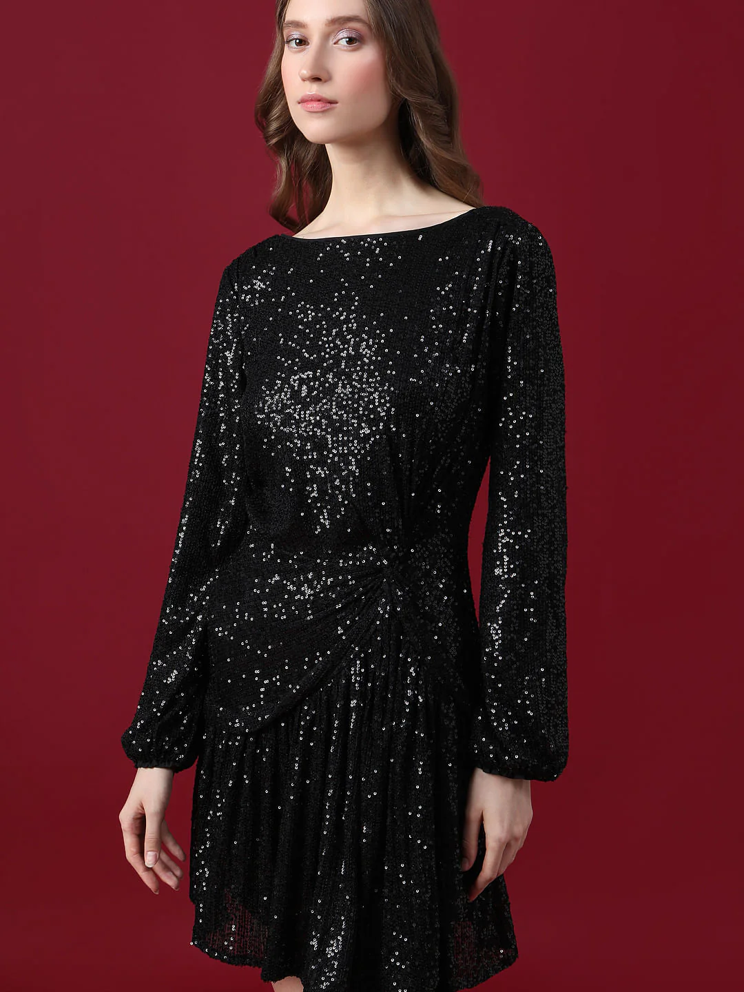 Marquee Black Sequined Fit & Flare Dress - Image 6