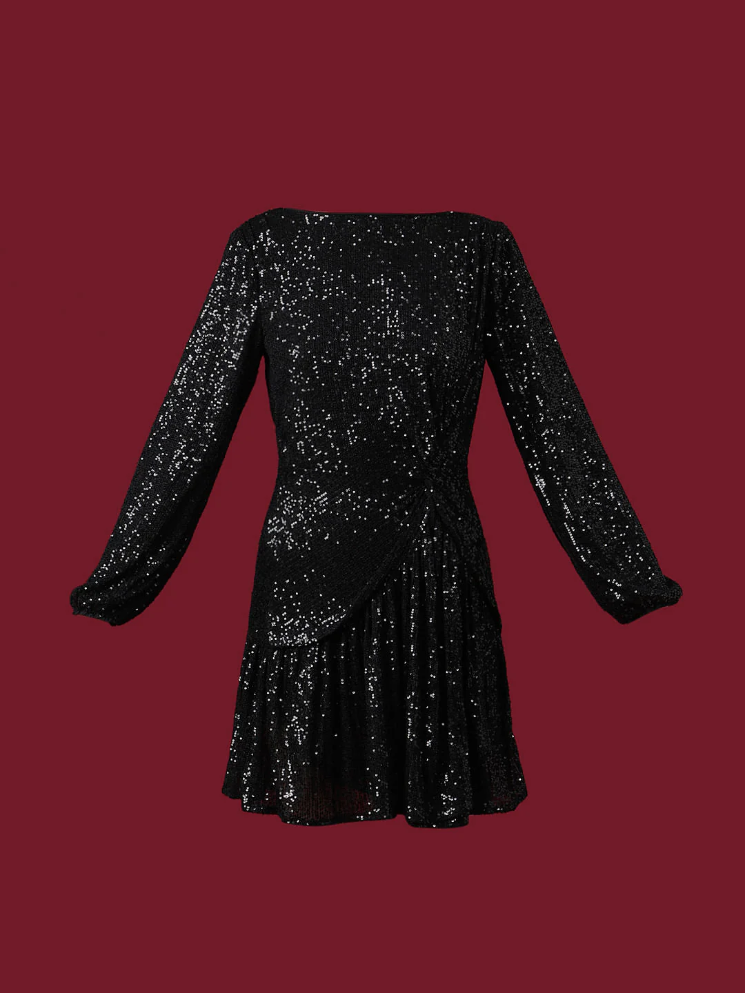 Marquee Black Sequined Fit & Flare Dress - Image 7