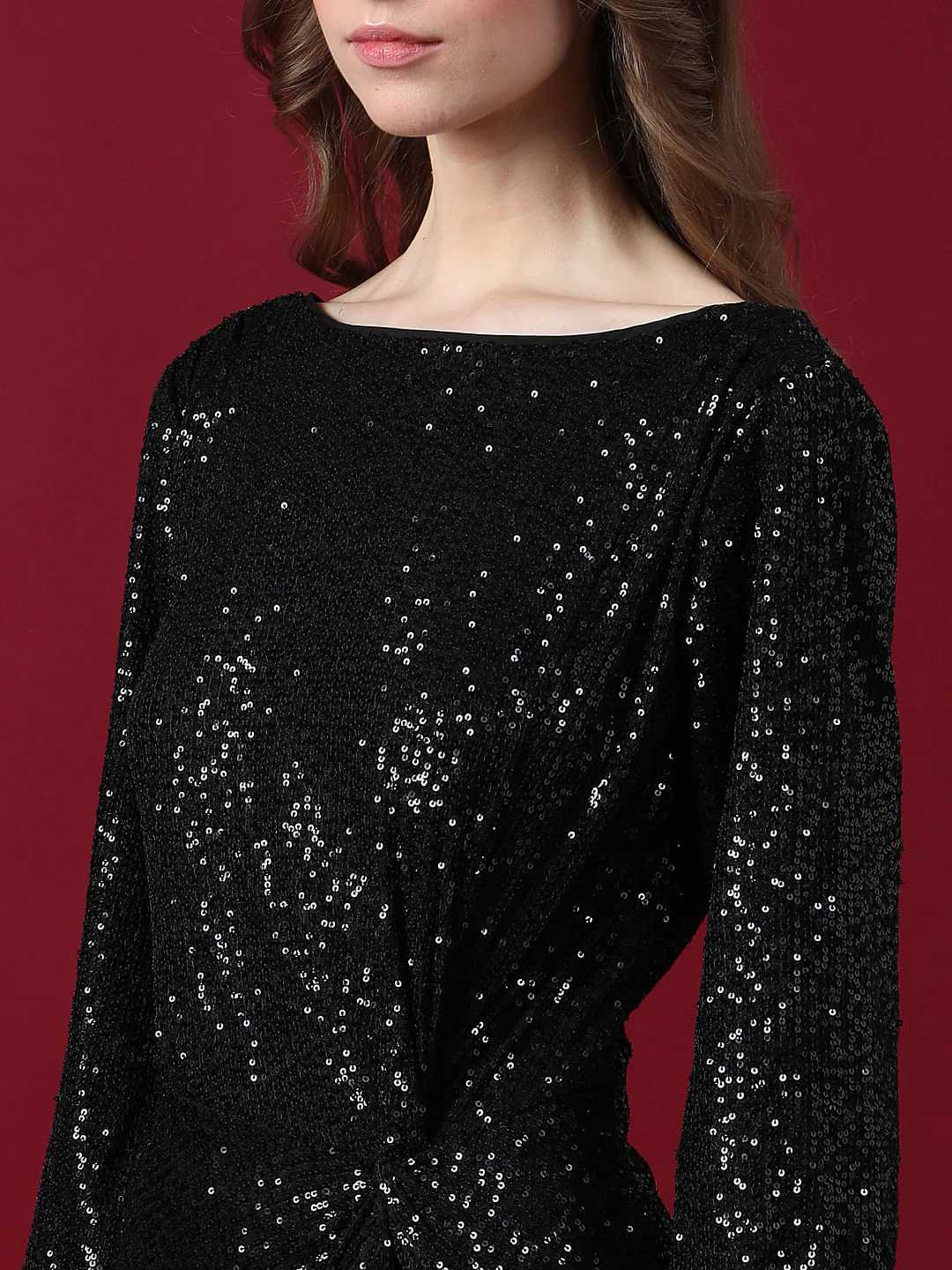 Marquee Black Sequined Fit & Flare Dress - Image 8