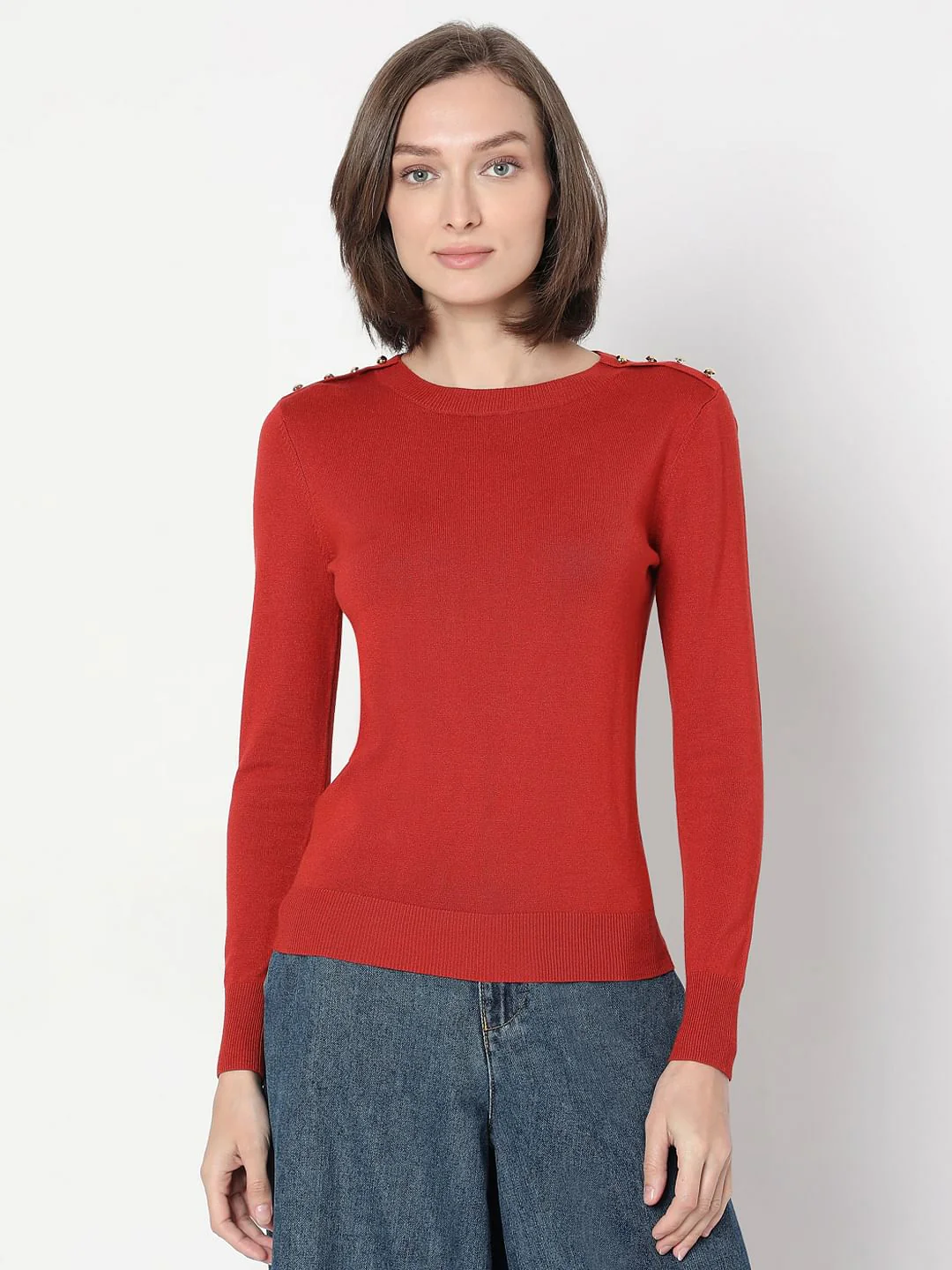 Red Long Sleeve Knit Pullover - Image 2