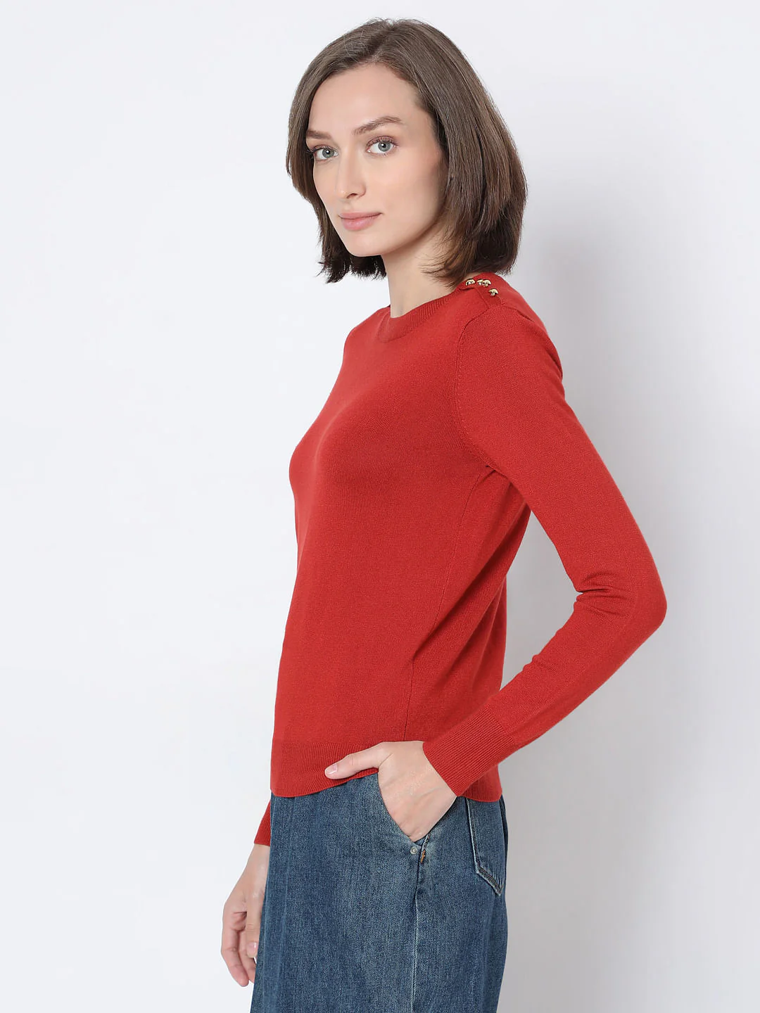 Red Long Sleeve Knit Pullover - Image 3