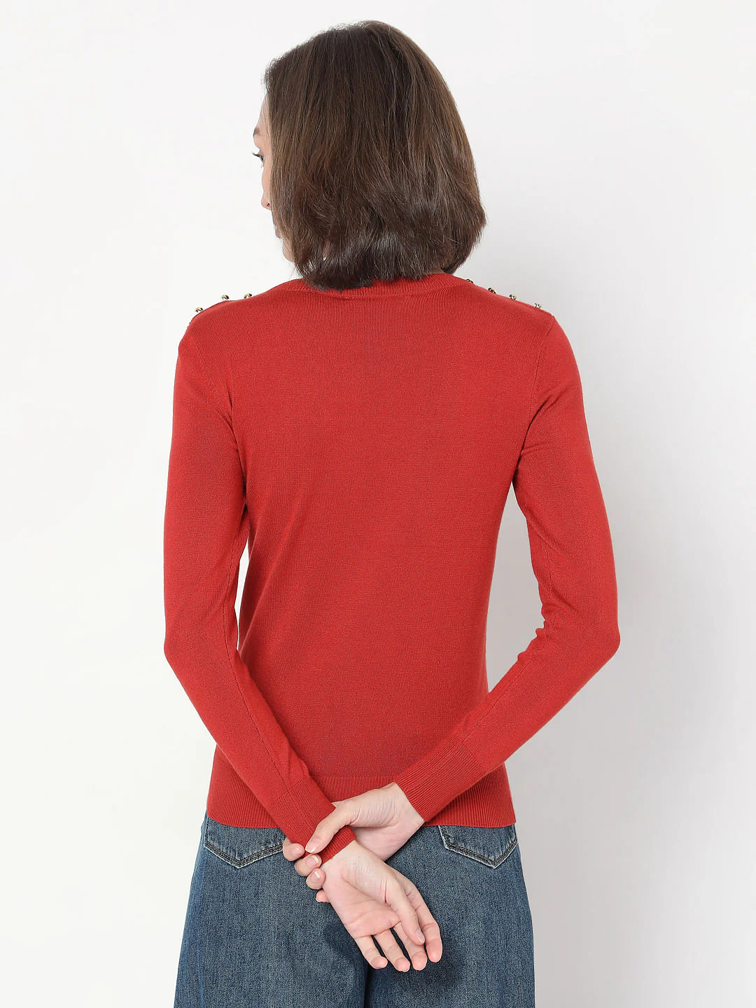 Red Long Sleeve Knit Pullover - Image 4