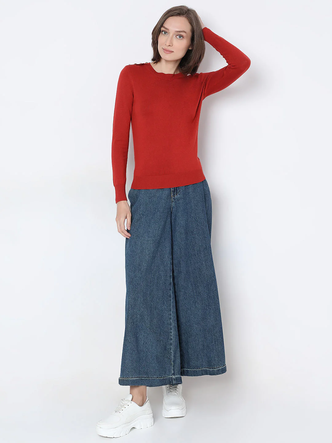 Red Long Sleeve Knit Pullover - Image 5