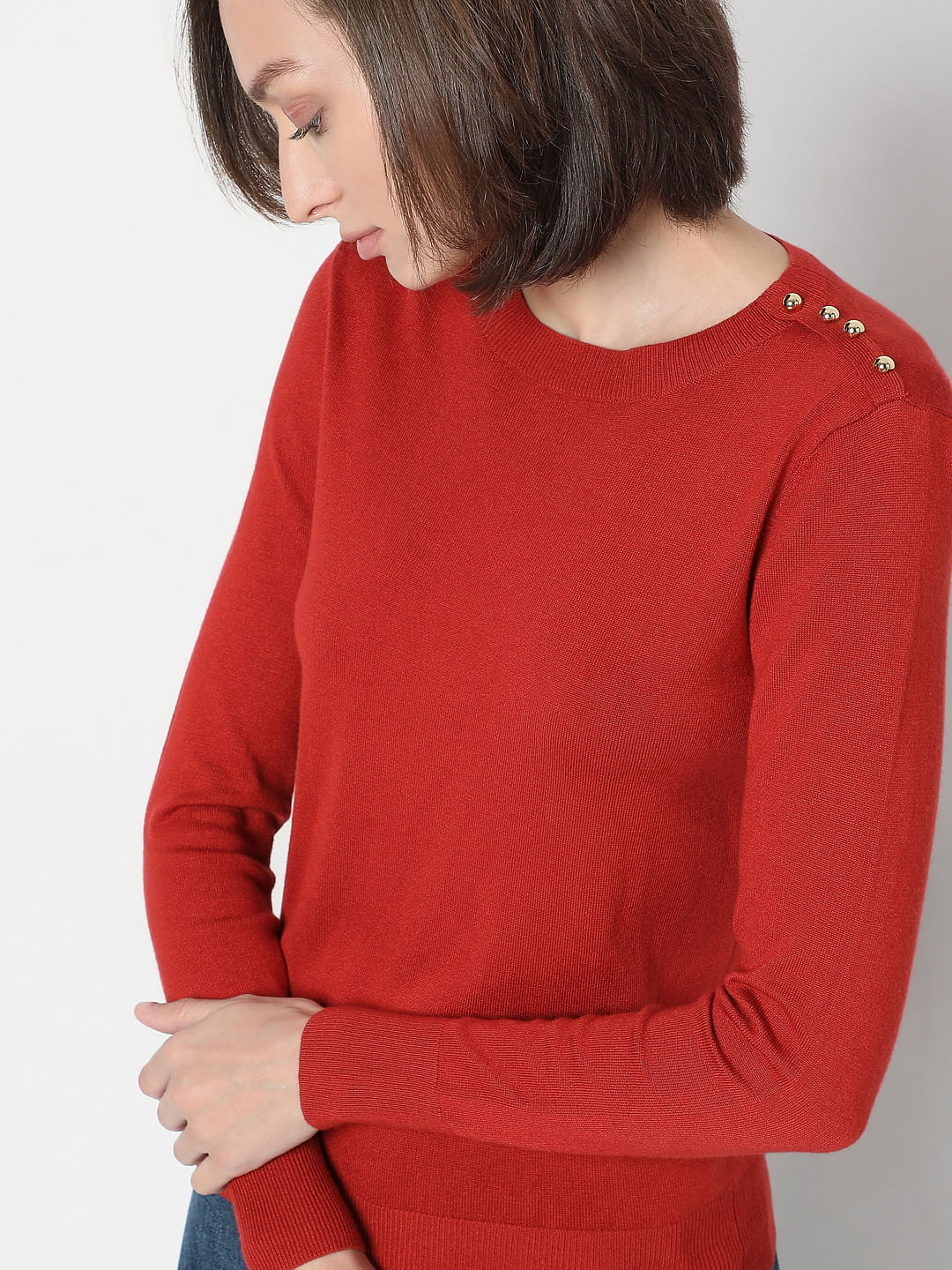 Red Long Sleeve Knit Pullover - Image 6