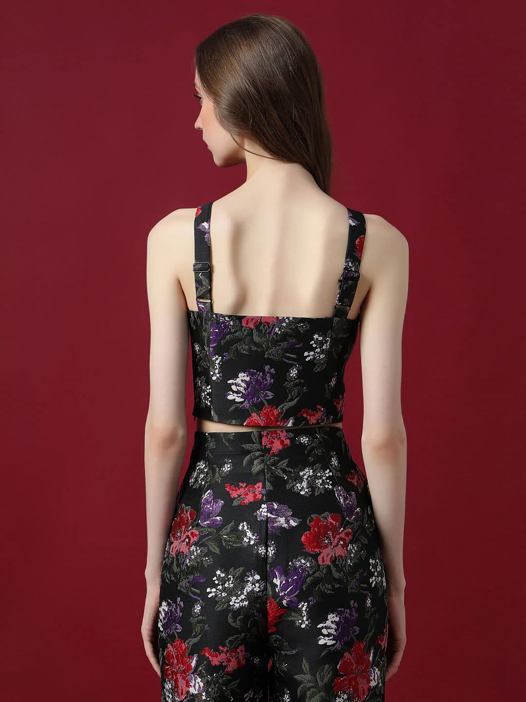 Marquee Black Floral Jacquard Co-Ord Set Top - Image 4