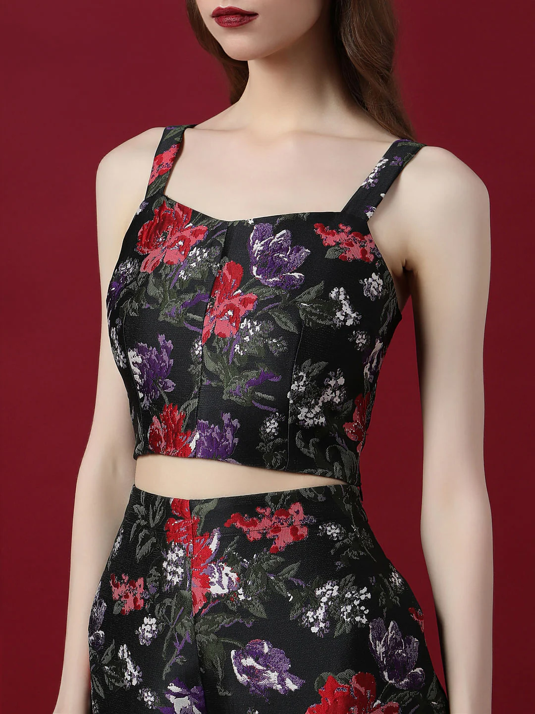 Marquee Black Floral Jacquard Co-Ord Set Top - Image 8