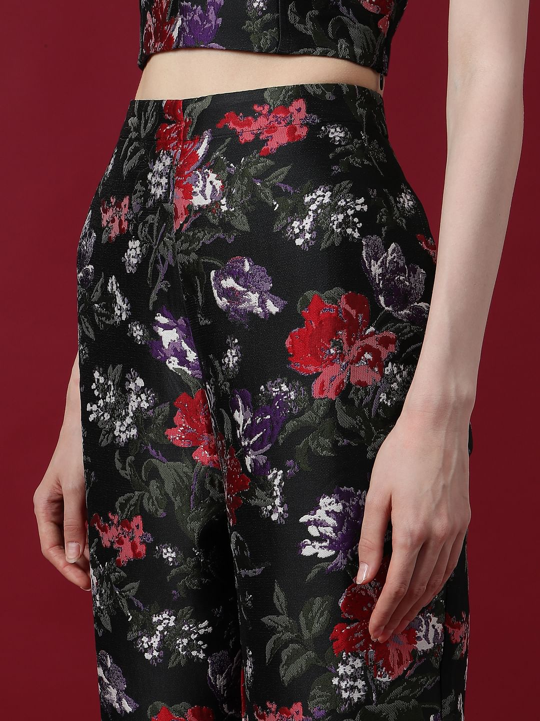 Marquee Black Floral Jacquard Co-Ord Set Pants - Image 8