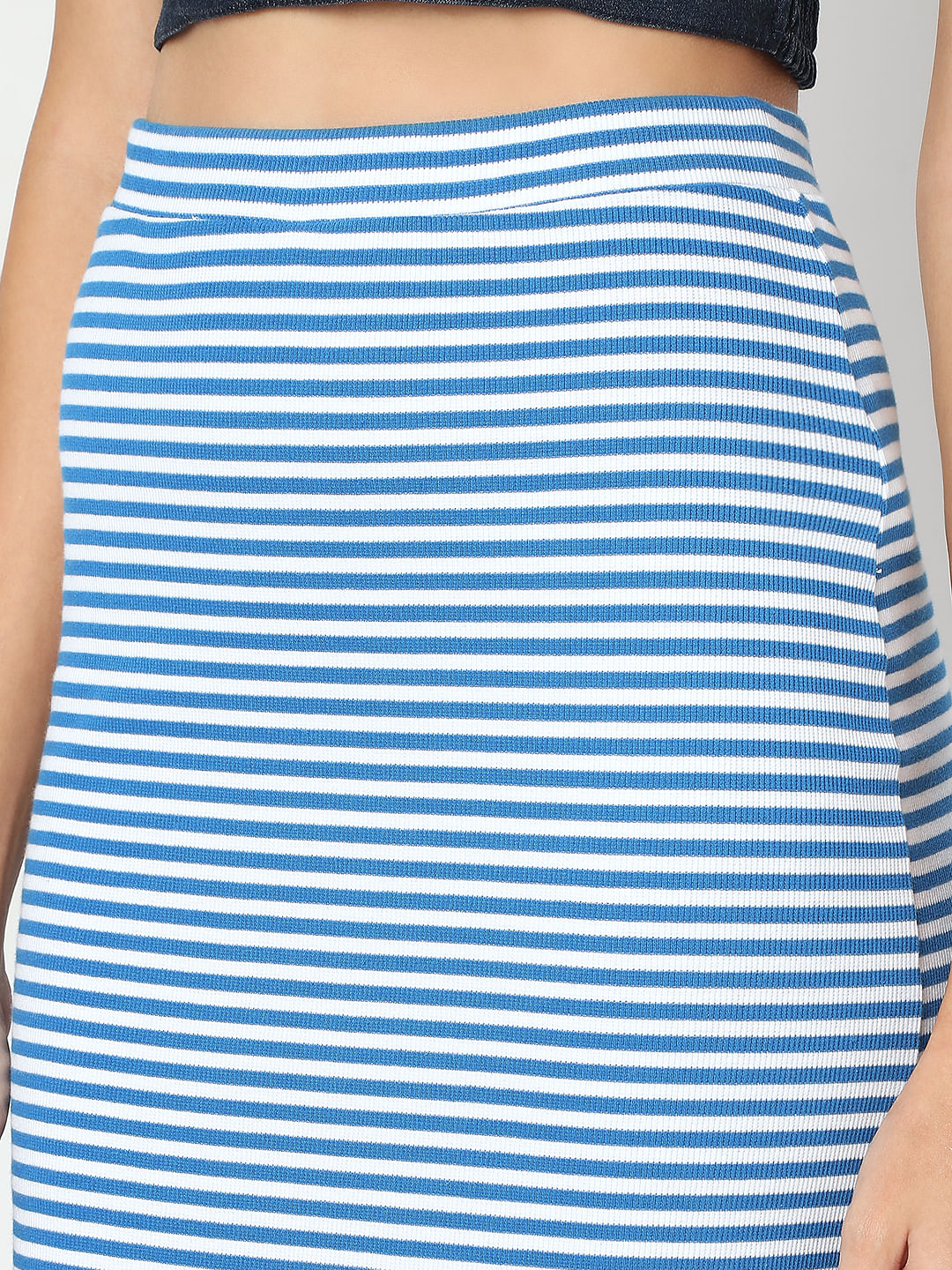 Blue Striped Pencil Skirt - Image 8