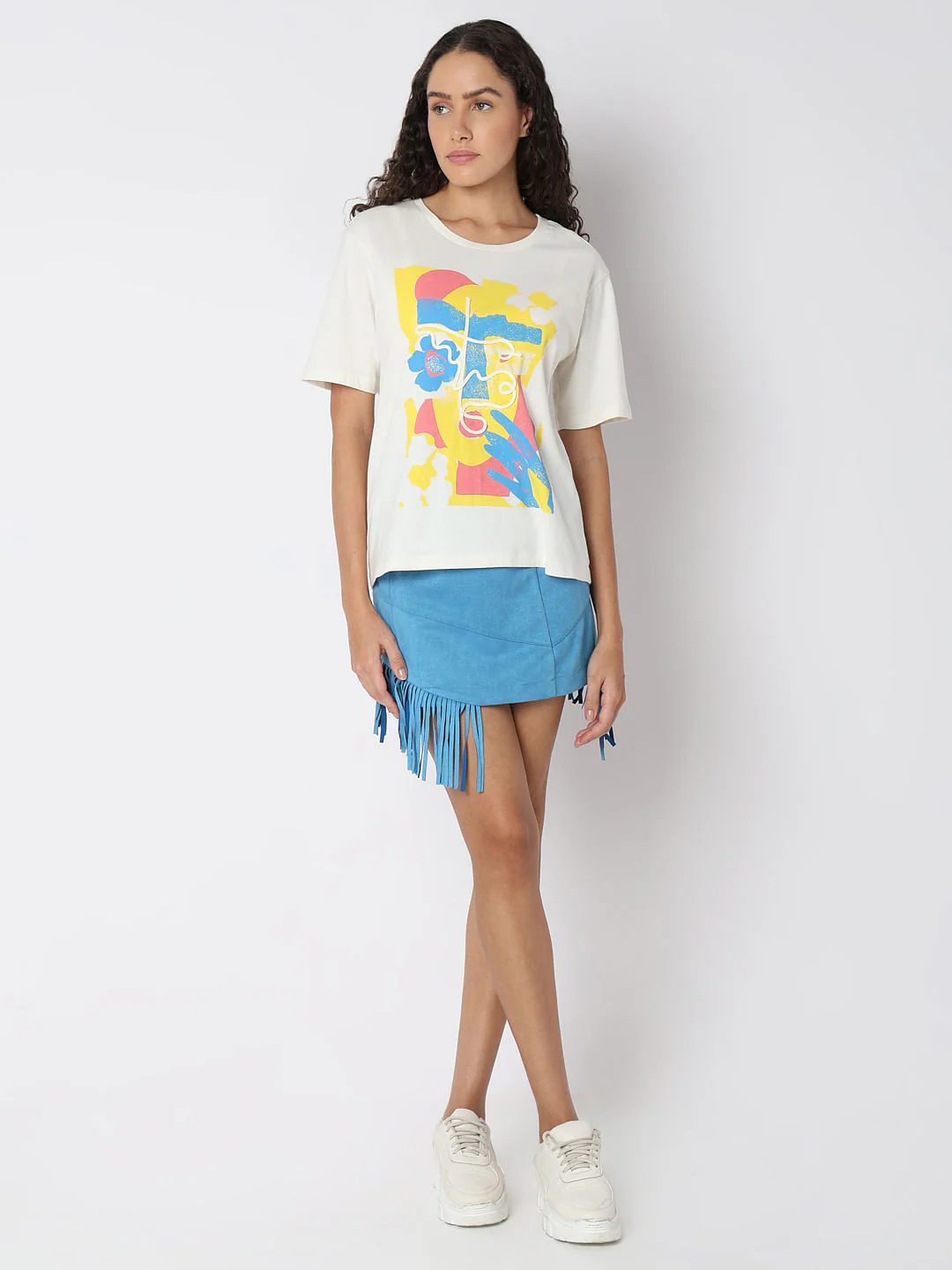 White Cording Detail T-Shirt - Image 5
