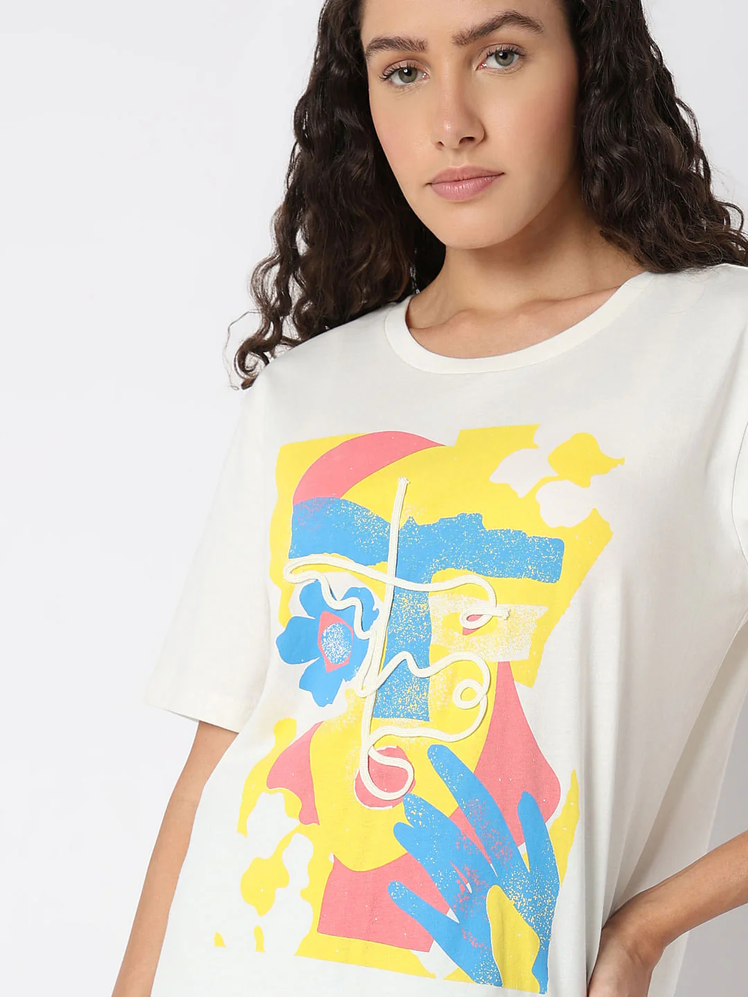 White Cording Detail T-Shirt - Image 6