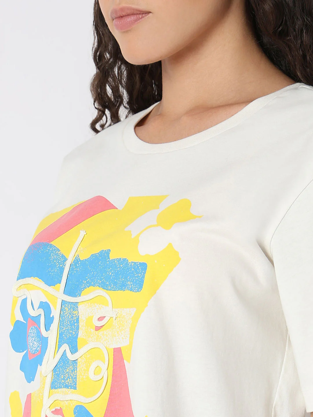 White Cording Detail T-Shirt - Image 8