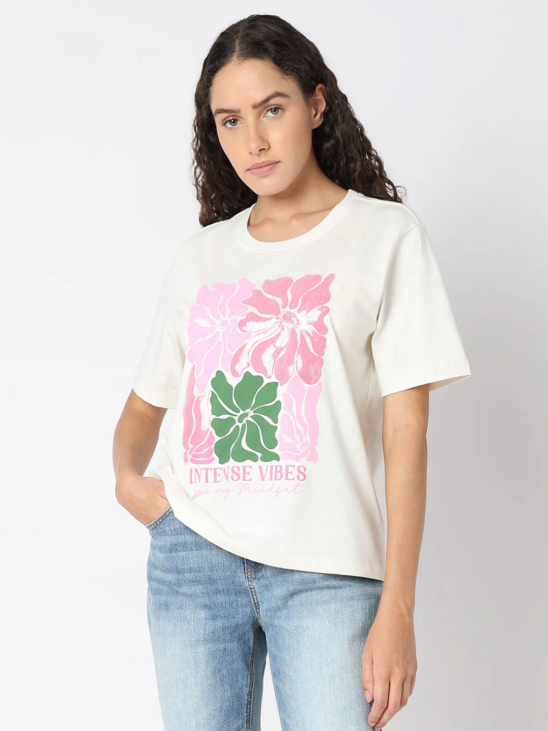 White Printed Cotton T-Shirt - Image 2
