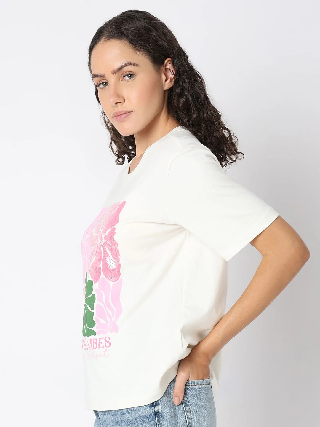 White Printed Cotton T-Shirt - Image 3