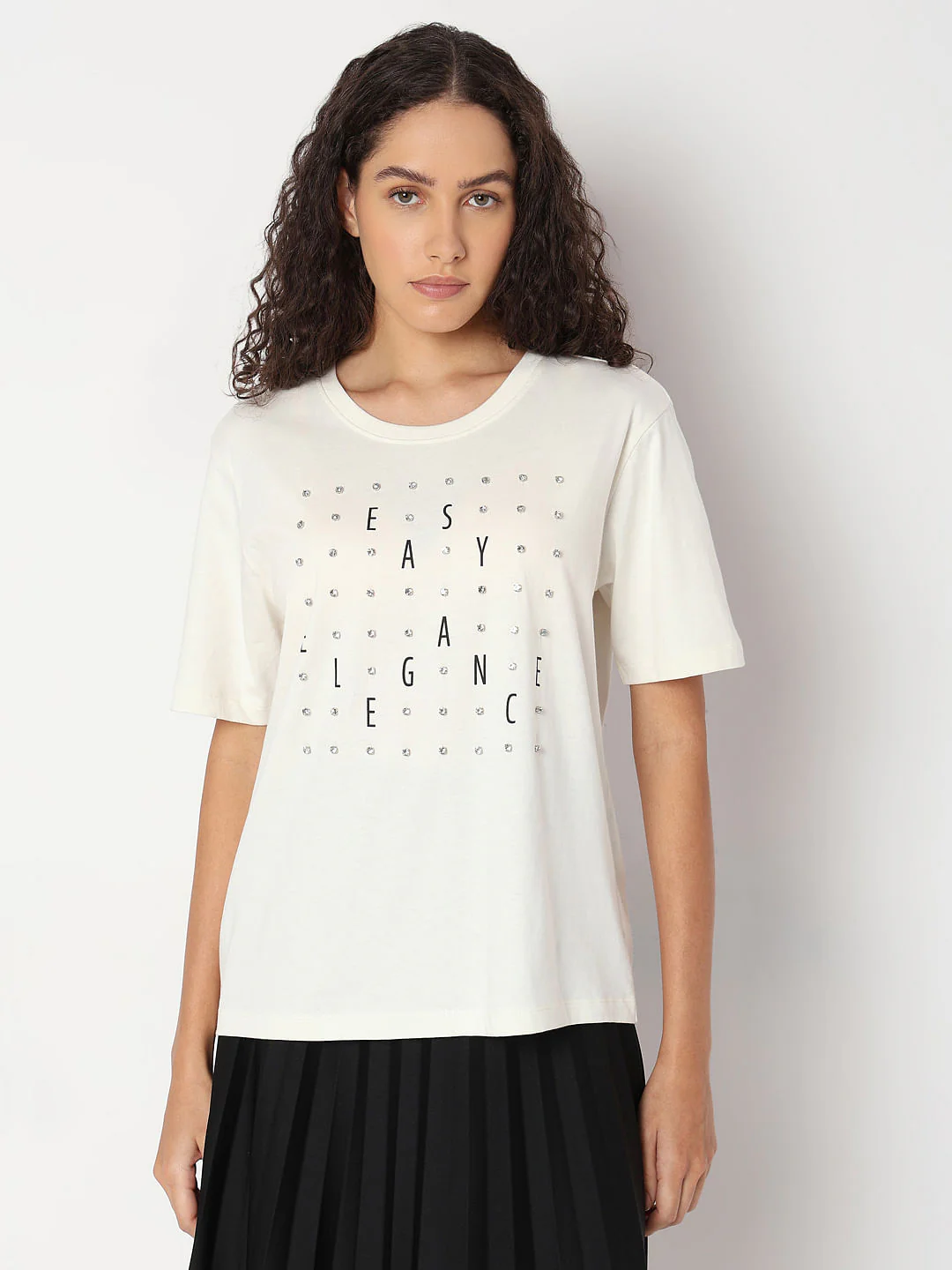 White Rhinestone Detail T-Shirt - Image 2