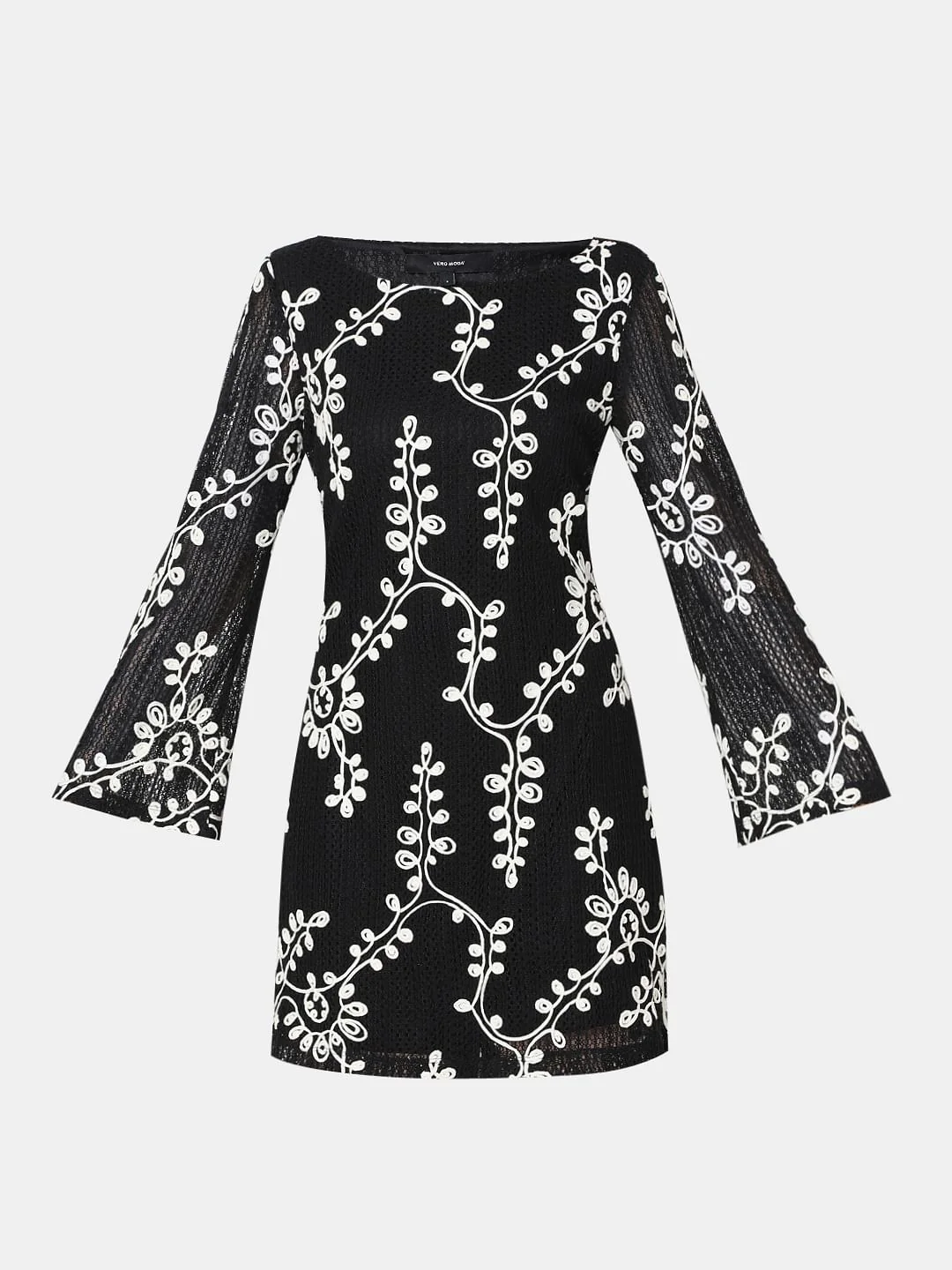 Black Embroidered Mini Shift Dress - Image 7