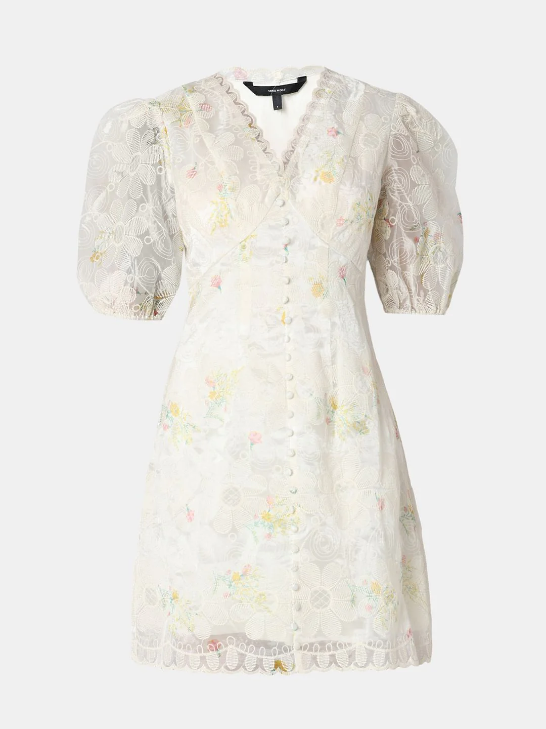 Beige Lace Mini Dress - Image 7