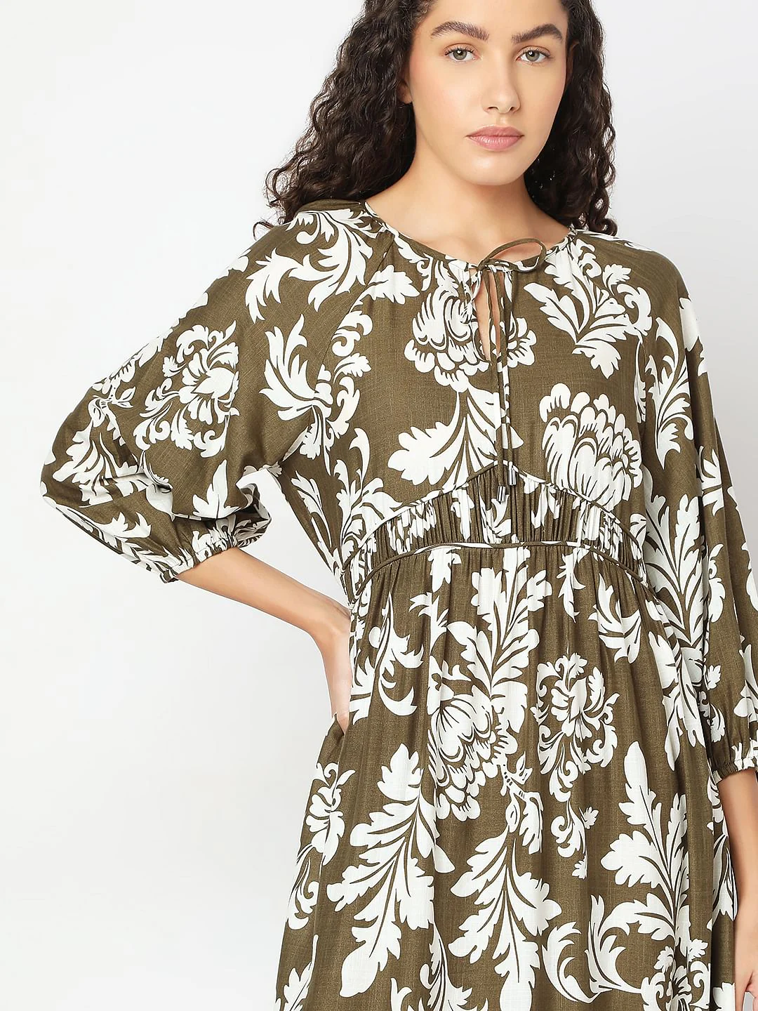 Green Floral Print Midi Dress - Image 5