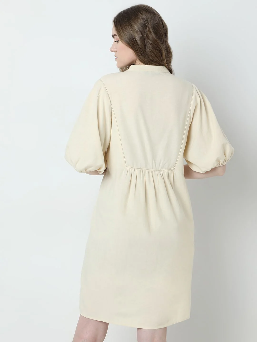 Beige Printed Mini Dress - Image 4
