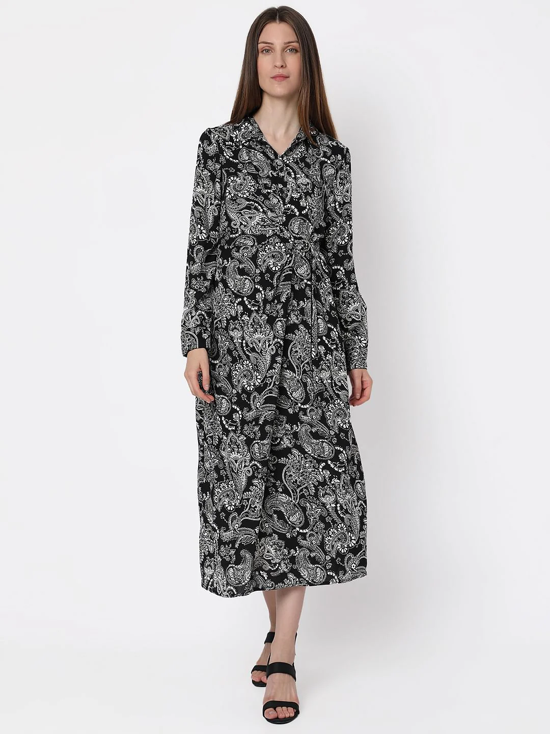 Black Paisley Print Shirt Dress - Image 2