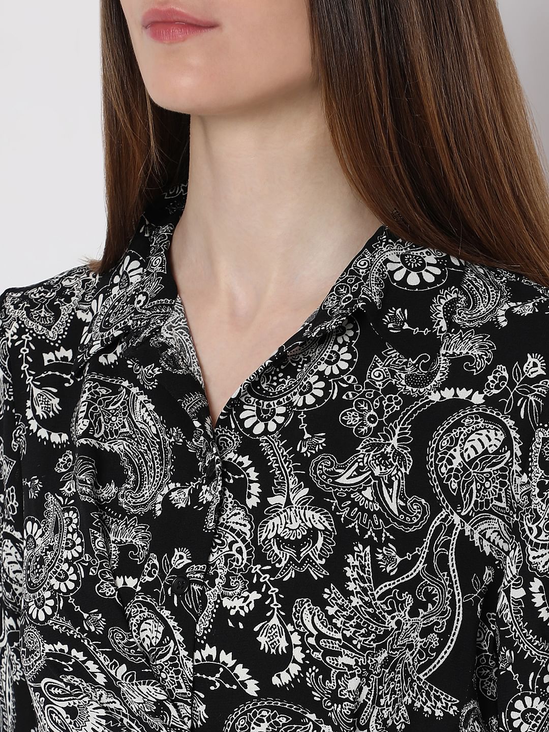 Black Paisley Print Shirt Dress - Image 6