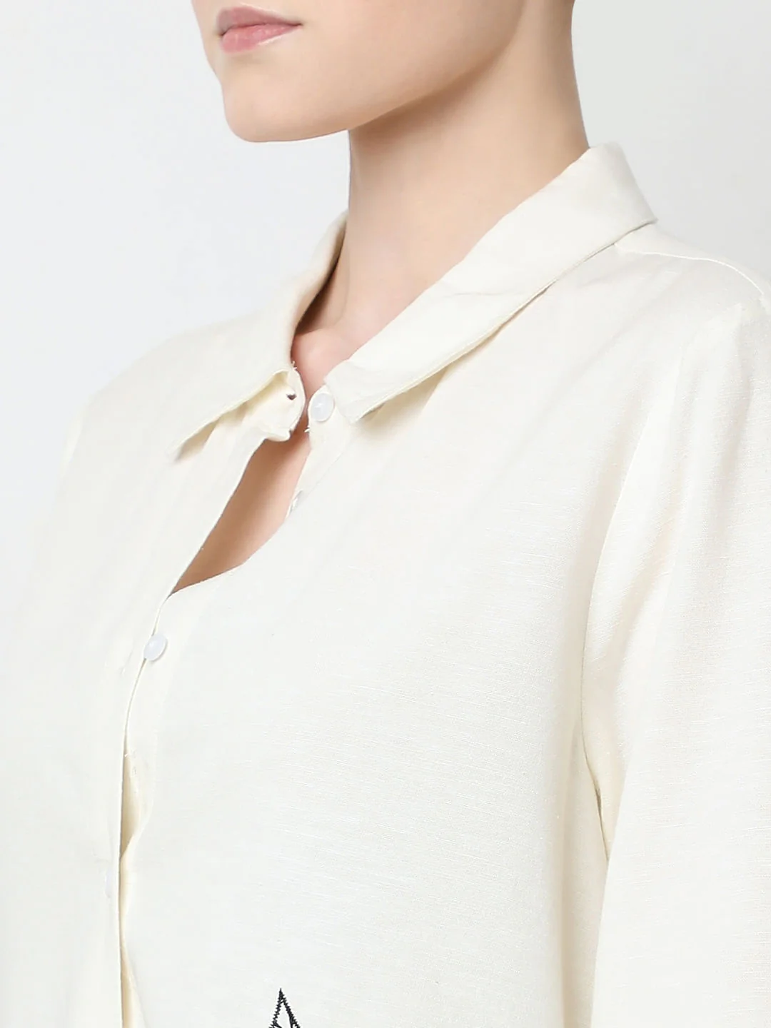 Cream Embroidered Co-Ord Set Shirt - Image 8