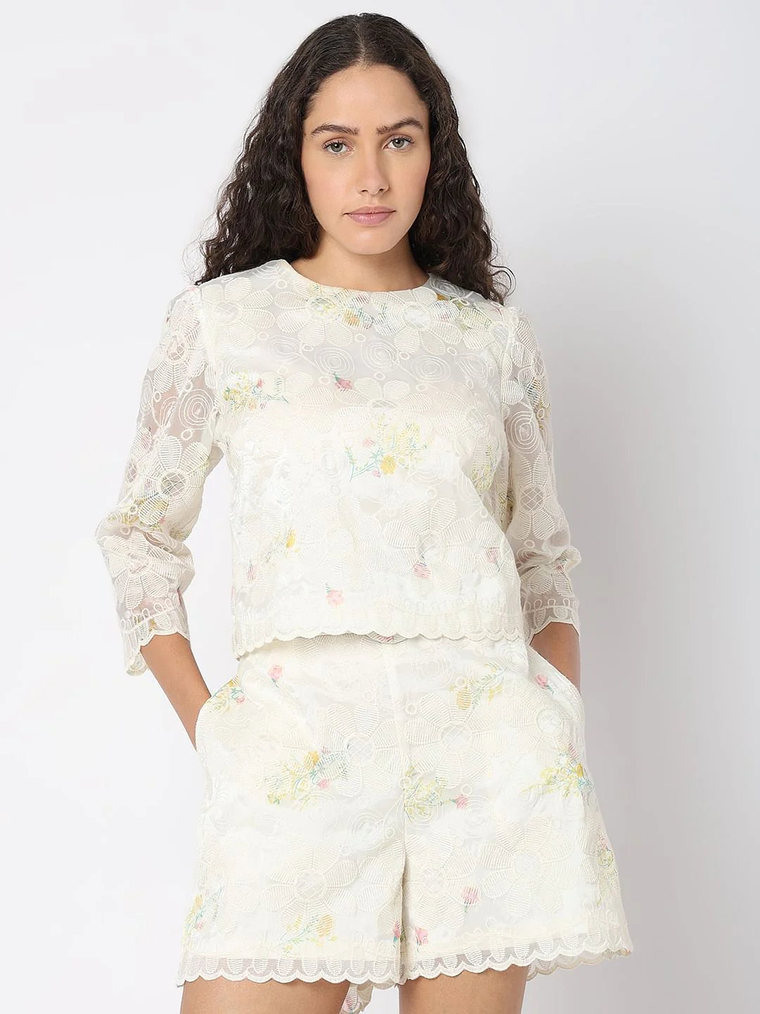 White Embroidered Lace Top - Image 2
