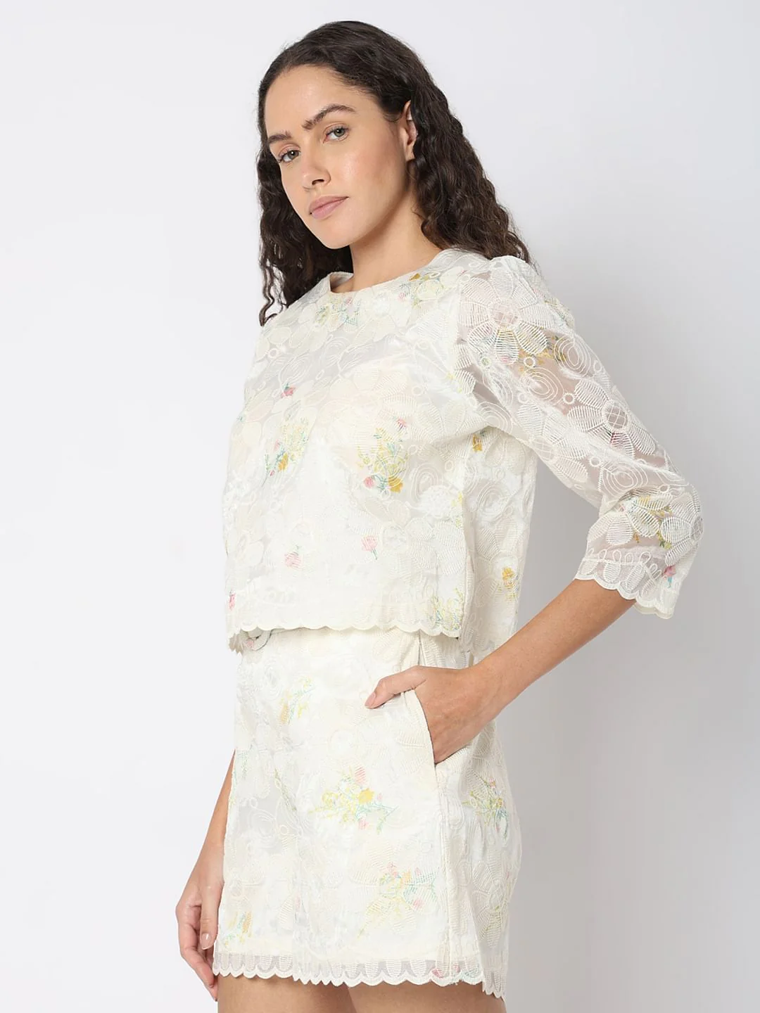 White Embroidered Lace Top - Image 3