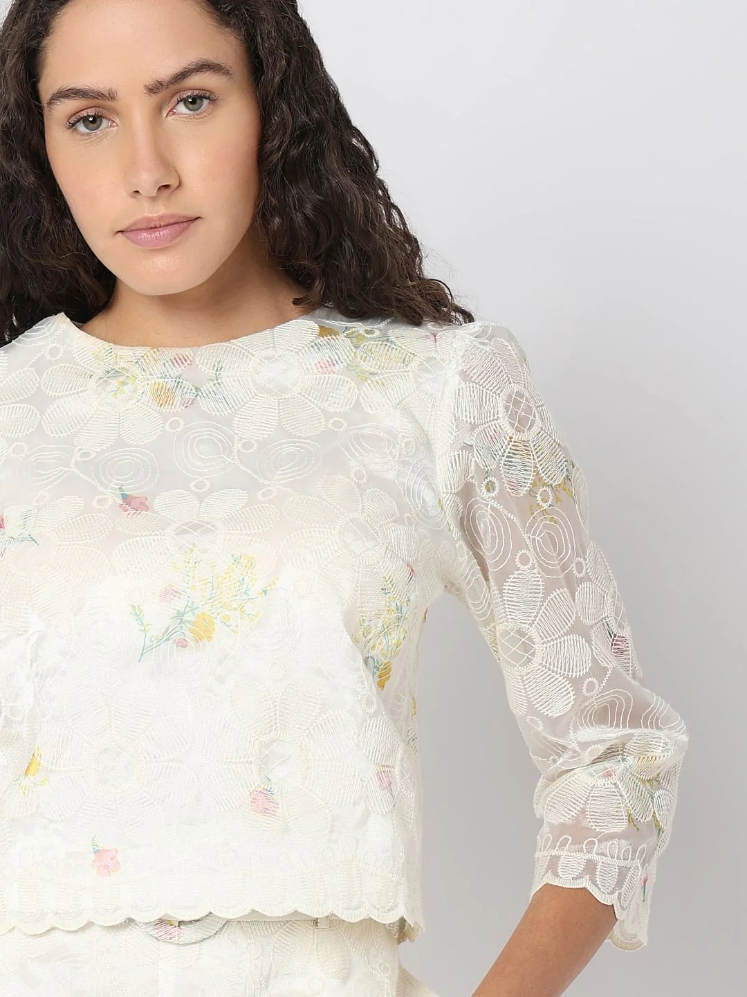 White Embroidered Lace Top - Image 6