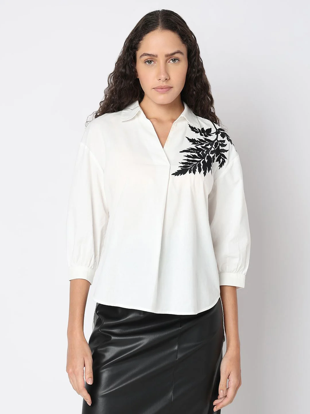 White Embroidered Print Top - Image 2