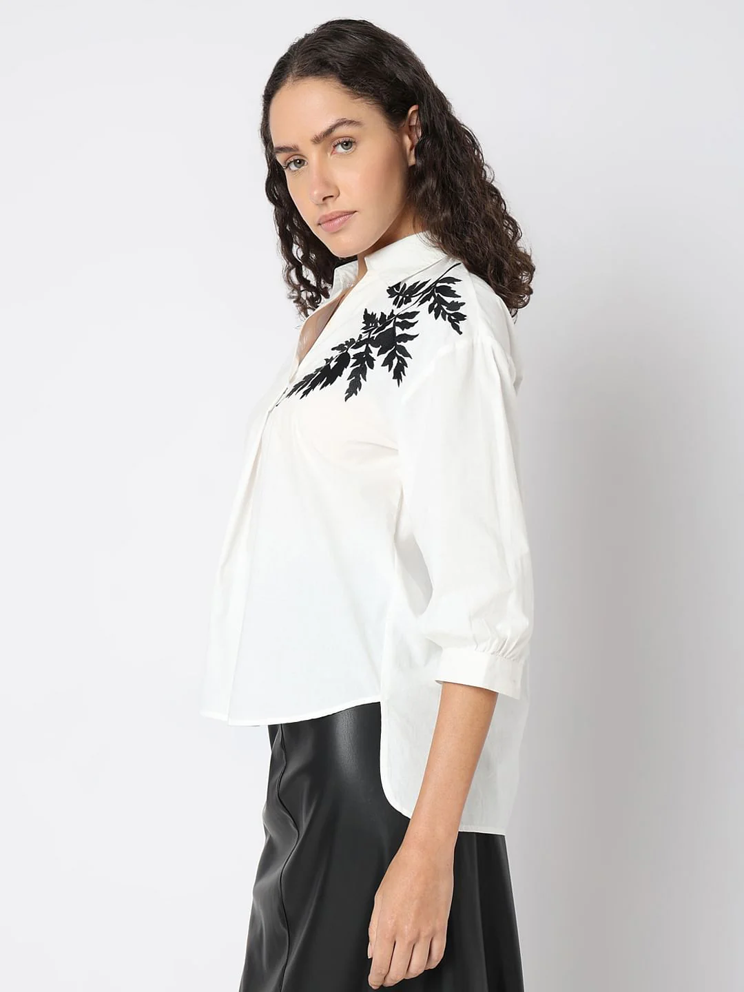 White Embroidered Print Top - Image 3